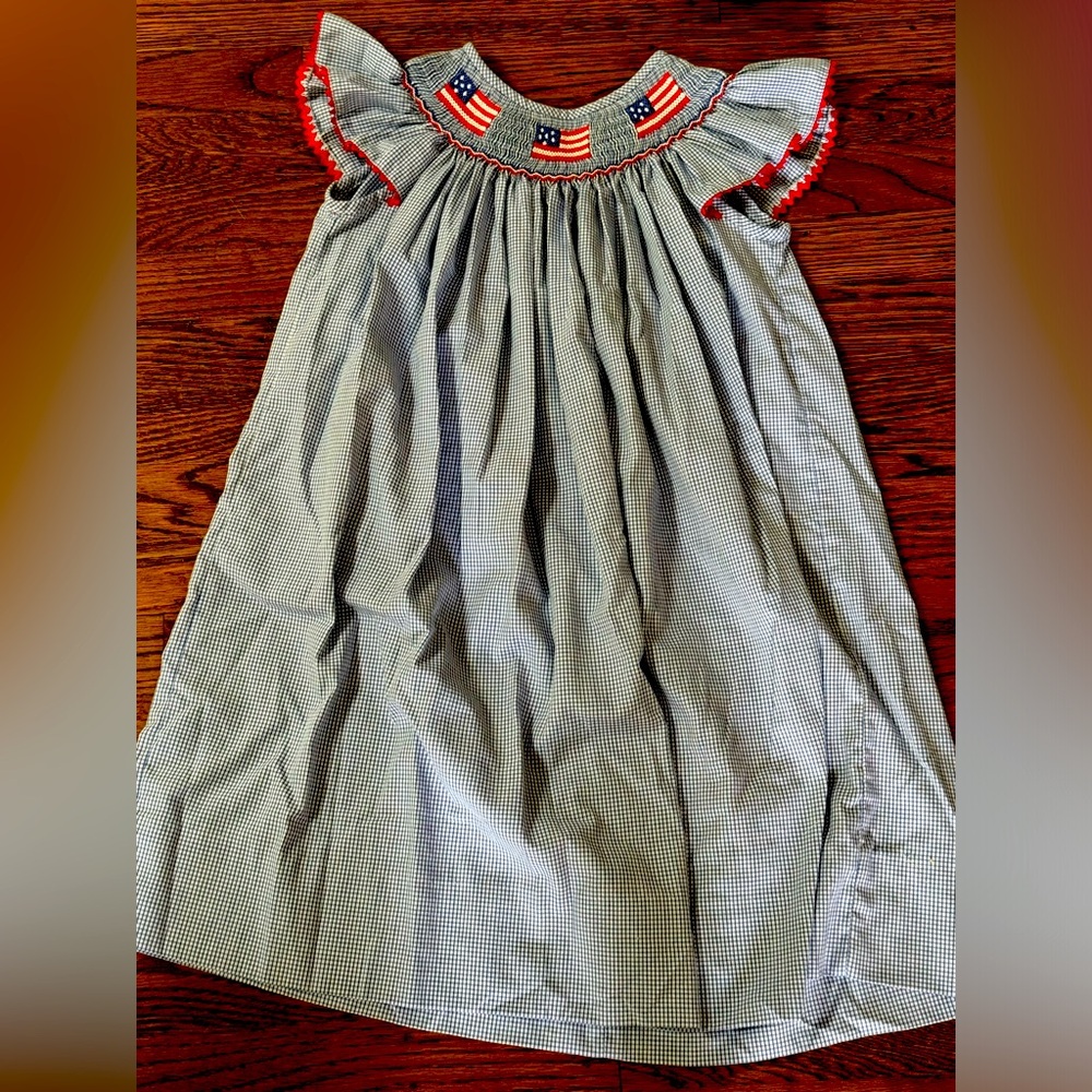 American flag dress with smocking